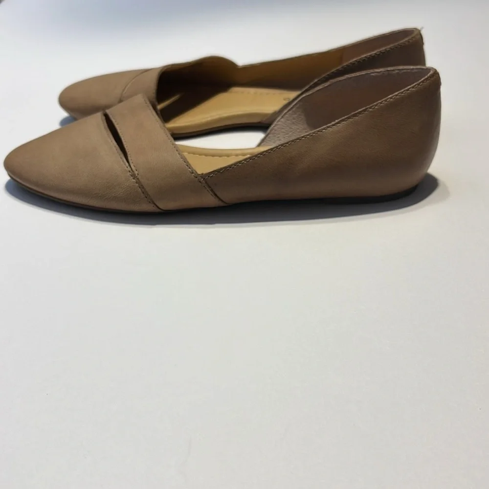 Lucky Brand Womens Ashena Taupe Leather D'Orsay Flats Size 8.5